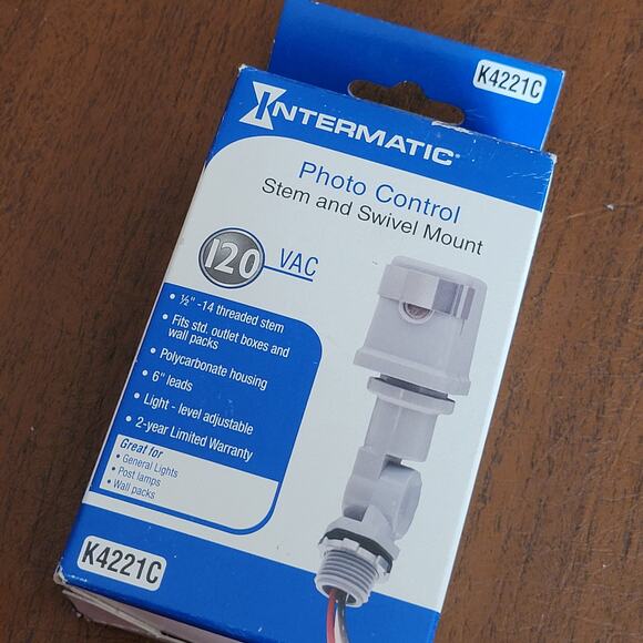 Intermatic K4221C 120Volt Stem Swivel Mount Thermal Photocontrol (Photocell) New - Picture 6 of 9